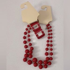 Red necklace and bracelet set